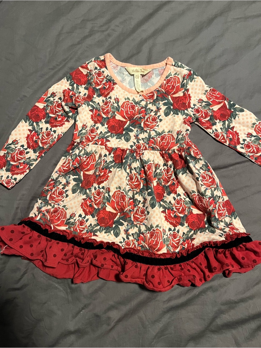 Matilda Jane Girls Red Floral Long-Sleeve Dress